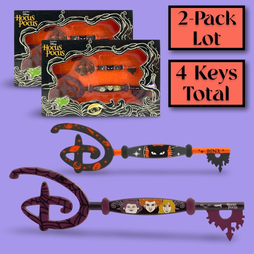 Disney Hocus Pocus Collectible Key Sets 2-Pack 4 Keys Sanderson Sisters Binx Lot